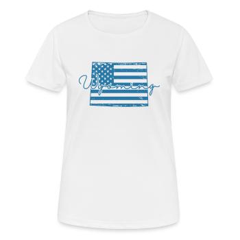 Wyoming USA drapeau sur la carte Amérique - T-shirt respirant Femme - blanc - Devant - AI Model Female 172 dark (172cm)