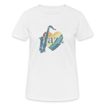Jazz avec saxophones et saxophone cœur - T-shirt respirant Femme - blanc - Devant - AI Model Female 172 dark (172cm)