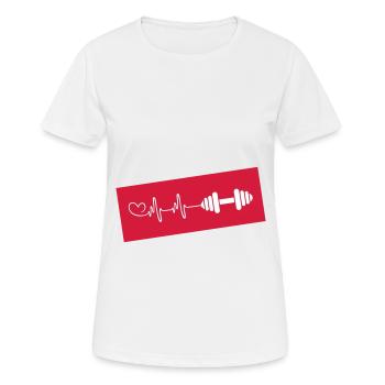 Dumbbell heartbeat - Women's Breathable T-Shirt - white - Front - AI Model Female 172 dark (172cm)