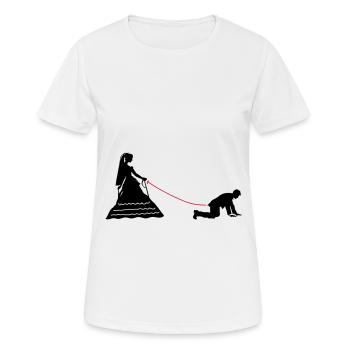 Wedding bridal couple leash - Women's Breathable T-Shirt - white - Front - AI Model Female 172 dark (172cm)