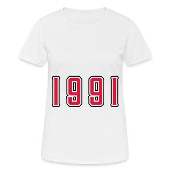 1991 Jahr Geburtstag - Frauen T-Shirt atmungsaktiv - Weiß - Vorne - AI Model Female 172 dark (172cm)