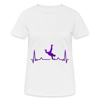 Breakdance Herzschlag - Frauen T-Shirt atmungsaktiv - Weiß - Vorne - AI Model Female 172 dark (172cm)