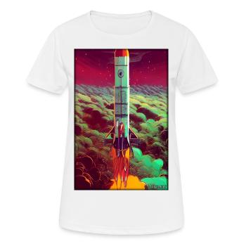 Rocket Launch Space Stars Clouds - Women's Breathable T-Shirt - white - Front - AI Model Female 172 dark (172cm)