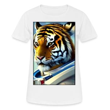 Tiger Big Cat Astronaut Future Sci-Fi Technology - T-shirt respirant Femme - blanc - Devant - AI Model Female 172 dark (172cm)