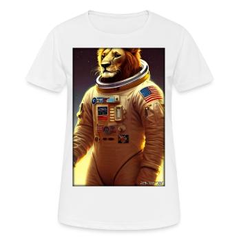 Leo Big Cat Astronaut Future Sci-Fi Technology - T-shirt respirant Femme - blanc - Devant - AI Model Female 172 dark (172cm)