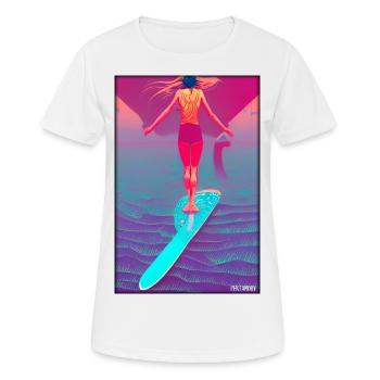 Surfergirl Mädchen Frau Surfbrett Wellen Meer - Frauen T-Shirt atmungsaktiv - Weiß - Vorne - AI Model Female 172 dark (172cm)