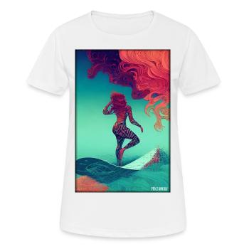 Surfergirl Mädchen Frau Surfbrett Wellen Meer - Frauen T-Shirt atmungsaktiv - Weiß - Vorne - AI Model Female 172 dark (172cm)