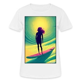 Surfergirl Mädchen Frau Surfbrett Wellen Meer - Frauen T-Shirt atmungsaktiv - Weiß - Vorne - AI Model Female 172 dark (172cm)