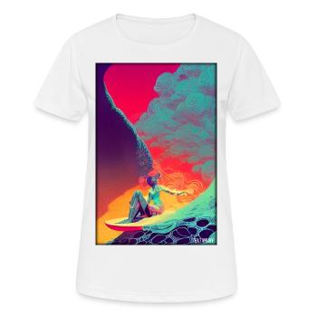 Surfergirl Mädchen Frau Surfbrett Wellen Meer - Frauen T-Shirt atmungsaktiv - Weiß - Vorne - AI Model Female 172 dark (172cm)
