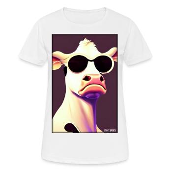 Kuh Sonnenbrille Tierwelt Bauernhof Milchkuh - Frauen T-Shirt atmungsaktiv - Weiß - Vorne - AI Model Female 172 dark (172cm)