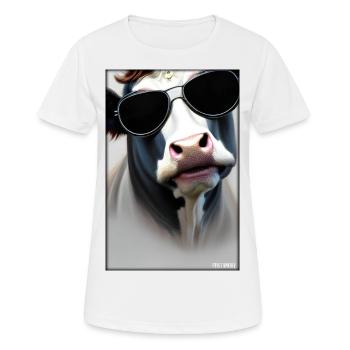 Kuh Sonnenbrille Tierwelt Bauernhof Milchkuh - Frauen T-Shirt atmungsaktiv - Weiß - Vorne - AI Model Female 172 dark (172cm)