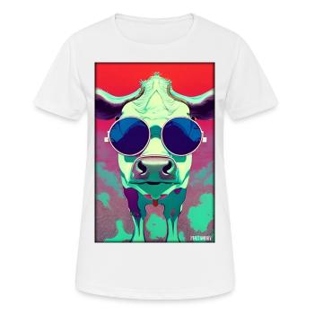 Kuh Sonnenbrille Tierwelt Bauernhof Milchkuh - Frauen T-Shirt atmungsaktiv - Weiß - Vorne - AI Model Female 172 dark (172cm)