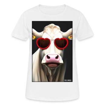 Kuh Sonnenbrille Tierwelt Bauernhof Milchkuh - Frauen T-Shirt atmungsaktiv - Weiß - Vorne - AI Model Female 172 dark (172cm)