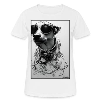 Hund Hunde Sonnenbrille Tierwelt Tiere Haustier - Frauen T-Shirt atmungsaktiv - Weiß - Vorne - AI Model Female 172 dark (172cm)