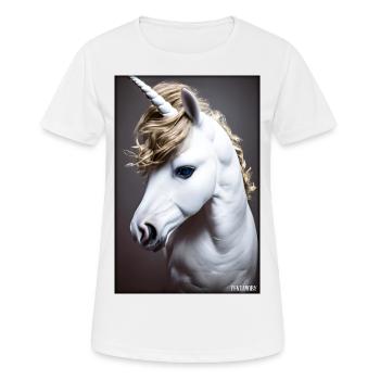 Einhorn Regenbogen Magie Märchen Fabeltier - Frauen T-Shirt atmungsaktiv - Weiß - Vorne - AI Model Female 172 dark (172cm)