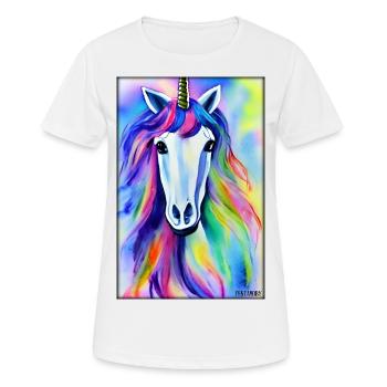 Einhorn Regenbogen Magie Märchen Fabeltier - Frauen T-Shirt atmungsaktiv - Weiß - Vorne - AI Model Female 172 dark (172cm)