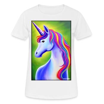 Einhorn Regenbogen Magie Märchen Fabeltier - Frauen T-Shirt atmungsaktiv - Weiß - Vorne - AI Model Female 172 dark (172cm)