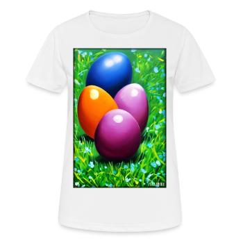 Osterei Ostern Osterfest Bunte Eier Feiertag - Frauen T-Shirt atmungsaktiv - Weiß - Vorne - AI Model Female 172 dark (172cm)
