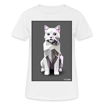 Katze Kater Polygon Tier Stubentiger Haustier - Frauen T-Shirt atmungsaktiv - Weiß - Vorne - AI Model Female 172 dark (172cm)