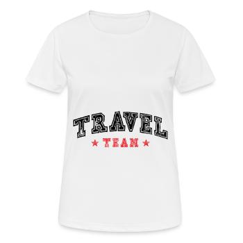 Travel Team - Frauen T-Shirt atmungsaktiv - Weiß - Vorne - AI Model Female 172 dark (172cm)