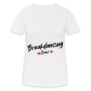 Breakdancing Crew Herz - Frauen T-Shirt atmungsaktiv - Weiß - Vorne - AI Model Female 172 dark (172cm)