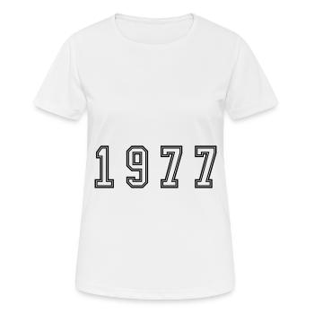 1977 Jahr Zahl - Frauen T-Shirt atmungsaktiv - Weiß - Vorne - AI Model Female 172 dark (172cm)