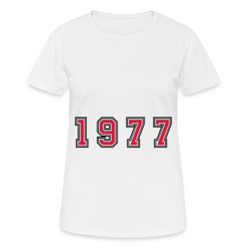 1977 Jahr Zahl - Frauen T-Shirt atmungsaktiv - Weiß - Vorne - AI Model Female 172 dark (172cm)