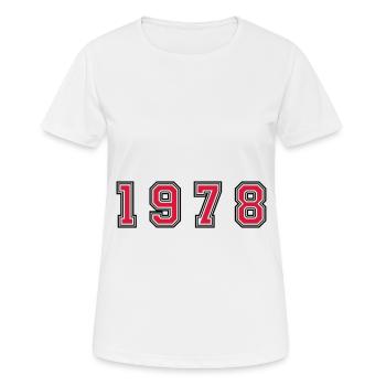 Numéro de l’année 1978 - T-shirt respirant Femme - blanc - Devant - AI Model Female 172 dark (172cm)