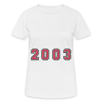2003 Year Number - Women's Breathable T-Shirt - white - Front - AI Model Female 172 dark (172cm)