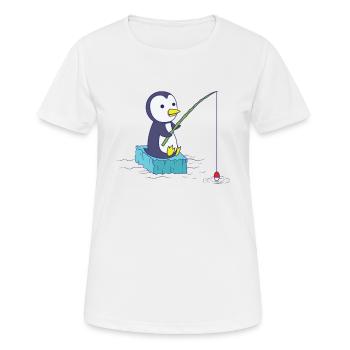 Pingouin pêche - T-shirt respirant Femme - blanc - Devant - AI Model Female 172 dark (172cm)