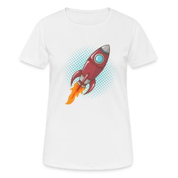 Comic Rocket Spaceship Spacecraft Missile - T-shirt respirant Femme - blanc - Devant - AI Model Female 172 dark (172cm)