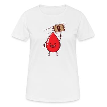 Blutgruppe 0 Bluttropfen mit Schild Herz - Frauen T-Shirt atmungsaktiv - Weiß - Vorne - AI Model Female 172 dark (172cm)