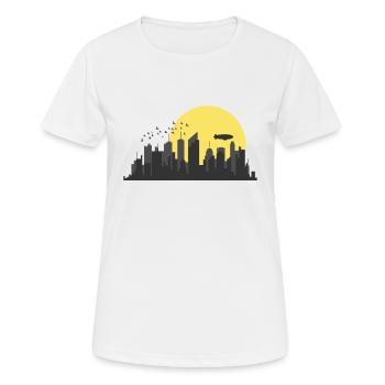 Skyline mit Zeppelin Gebäude Stadt Umriss - Frauen T-Shirt atmungsaktiv - Weiß - Vorne - AI Model Female 172 dark (172cm)