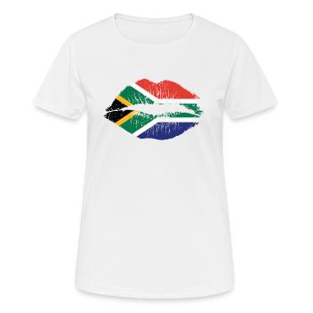 Mund Lippen mit Südafrika Farben Kontinent - Frauen T-Shirt atmungsaktiv - Weiß - Vorne - AI Model Female 172 dark (172cm)