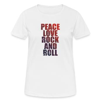 Peace Love Rock and Roll Musikstil Gitarre - Frauen T-Shirt atmungsaktiv - Weiß - Vorne - AI Model Female 172 dark (172cm)