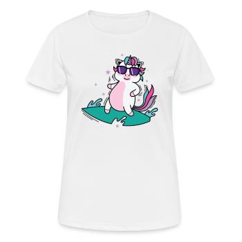 cool licorne surfe sur les sports de créatures mythiques - T-shirt respirant Femme - blanc - Devant - AI Model Female 172 dark (172cm)