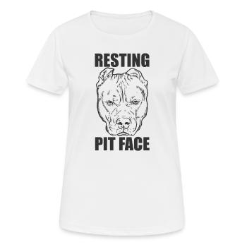 Resting Pit Face Pit Bull Dog Pet - Women's Breathable T-Shirt - white - Front - AI Model Female 172 dark (172cm)