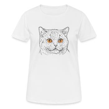 British Shorthair Cat with Copper Eyes - Women's Breathable T-Shirt - white - Front - AI Model Female 172 dark (172cm)