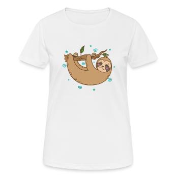 Paresseux pend joyeusement sur la branche paresseuse - T-shirt respirant Femme - blanc - Devant - AI Model Female 172 dark (172cm)