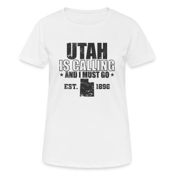 Utah is calling and I must go Est. 1896 USA - Women's Breathable T-Shirt - white - Front - AI Model Female 172 dark (172cm)
