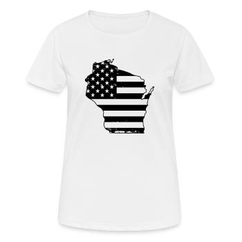 Wisconsin USA flag in map America - Women's Breathable T-Shirt - white - Front - AI Model Female 172 dark (172cm)