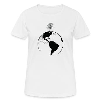 Planet Erde mit einem Baum Natur Blätter - Frauen T-Shirt atmungsaktiv - Weiß - Vorne - AI Model Female 172 dark (172cm)