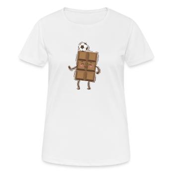 Tablette de chocolat jouant au football - T-shirt respirant Femme - blanc - Devant - AI Model Female 172 dark (172cm)