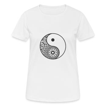 Yin and Yang Gleichgewicht Symbol - Frauen T-Shirt atmungsaktiv - Weiß - Vorne - AI Model Female 172 dark (172cm)