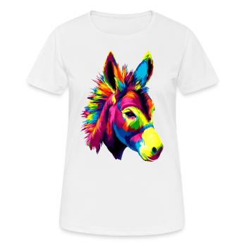 Esel in Bunt Popart Farben Hausesel Donkey Reiten - Frauen T-Shirt atmungsaktiv - Weiß - Vorne - AI Model Female 172 dark (172cm)
