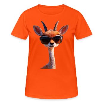 Antilope, Koudou, Gazelle, Afrique, Serengeti, Antilope - T-shirt respirant Femme - orange néon - Devant - AI Model Female 172 dark (172cm)