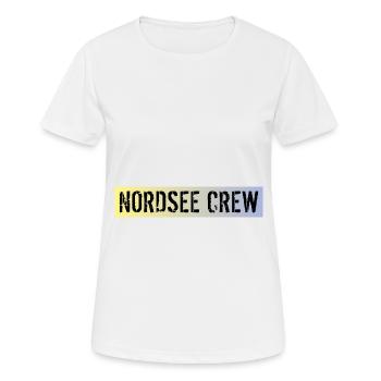 Nordsee Crew - Frauen T-Shirt atmungsaktiv - Weiß - Vorne - AI Model Female 172 dark (172cm)