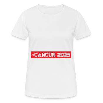 Cancun 2023 - Frauen T-Shirt atmungsaktiv - Weiß - Vorne - AI Model Female 172 dark (172cm)