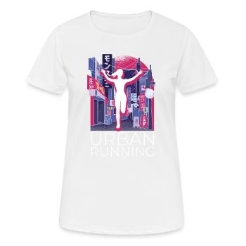 Vaporwave Synthwave Skyline Marathon, Trail Running - T-shirt respirant Femme - blanc - Devant - AI Model Female 172 dark (172cm)
