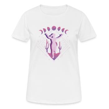 Vaporwave Space Marathon, Trail Running - Women's Breathable T-Shirt - white - Front - AI Model Female 172 dark (172cm)